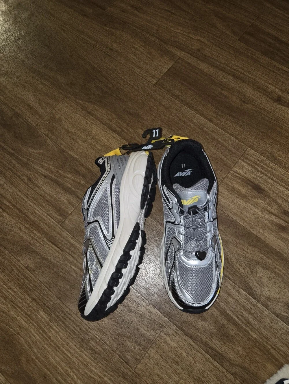 Avia Silver and Yellow Men's Athletic Sneakers